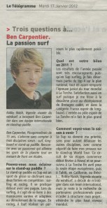 Le Telegramme-Brest.Atout sport 17 jan