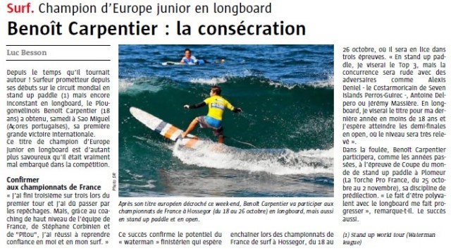 Benoit Carpentier-Le Télégramme -page Sports- 23sept2014